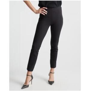 Quince Pants Womens Large Black Ultra Stretch Ponte Pintuck Ankle Side Zip Work